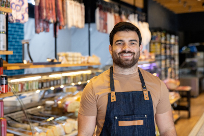 Happy food worker